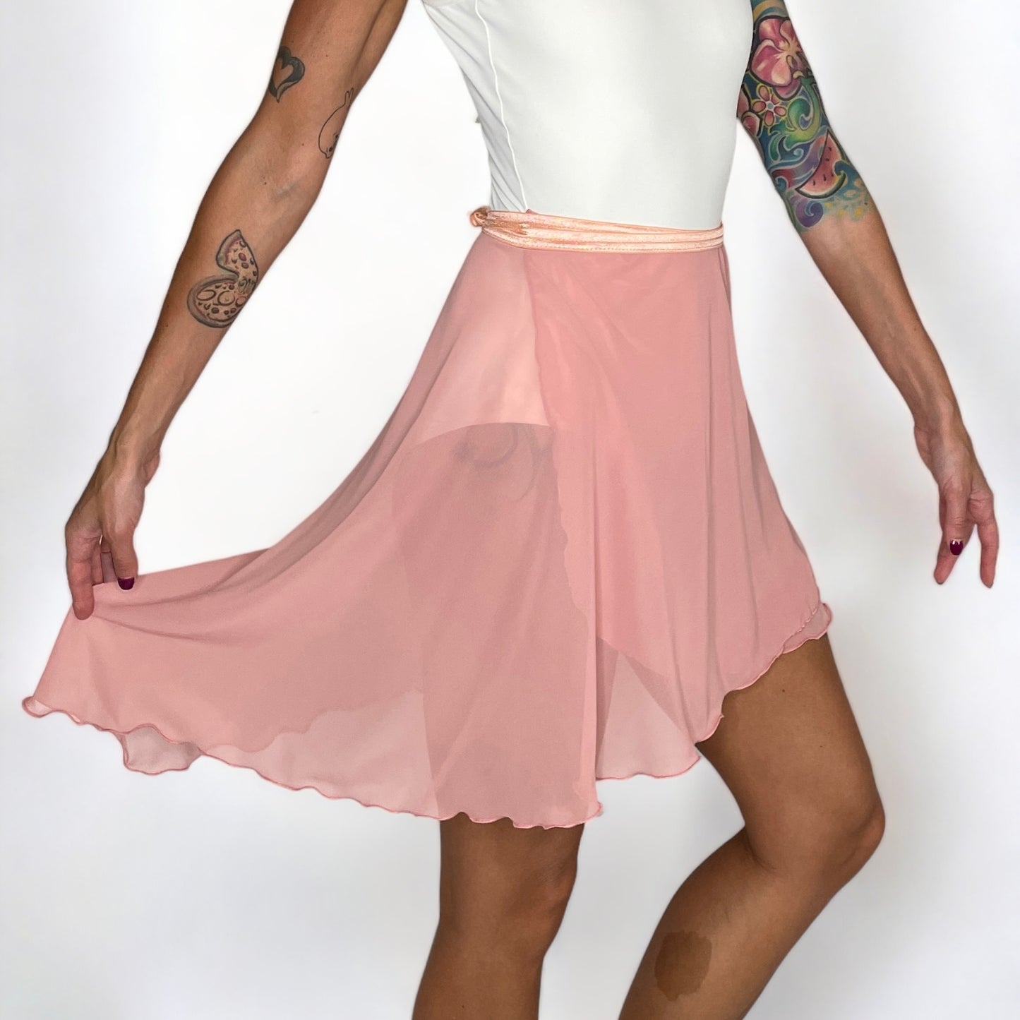 women dusty rose chiffon ballet wrap skirt