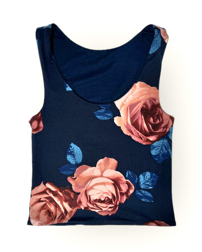 women reversible bodycon tank top navy blue