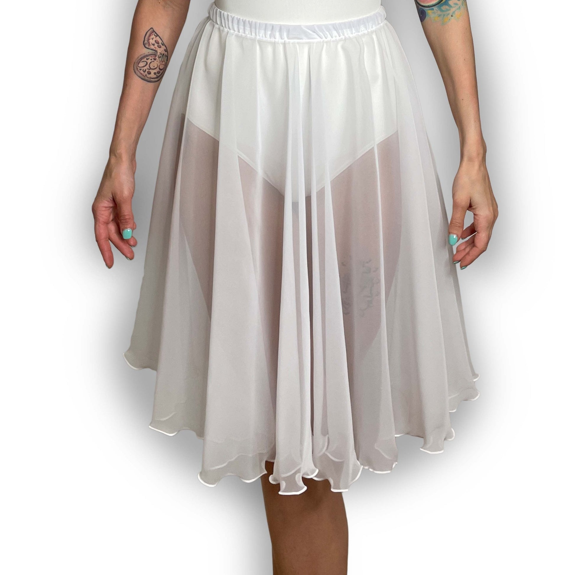 womens chiffon ballet rehearsal skirt white