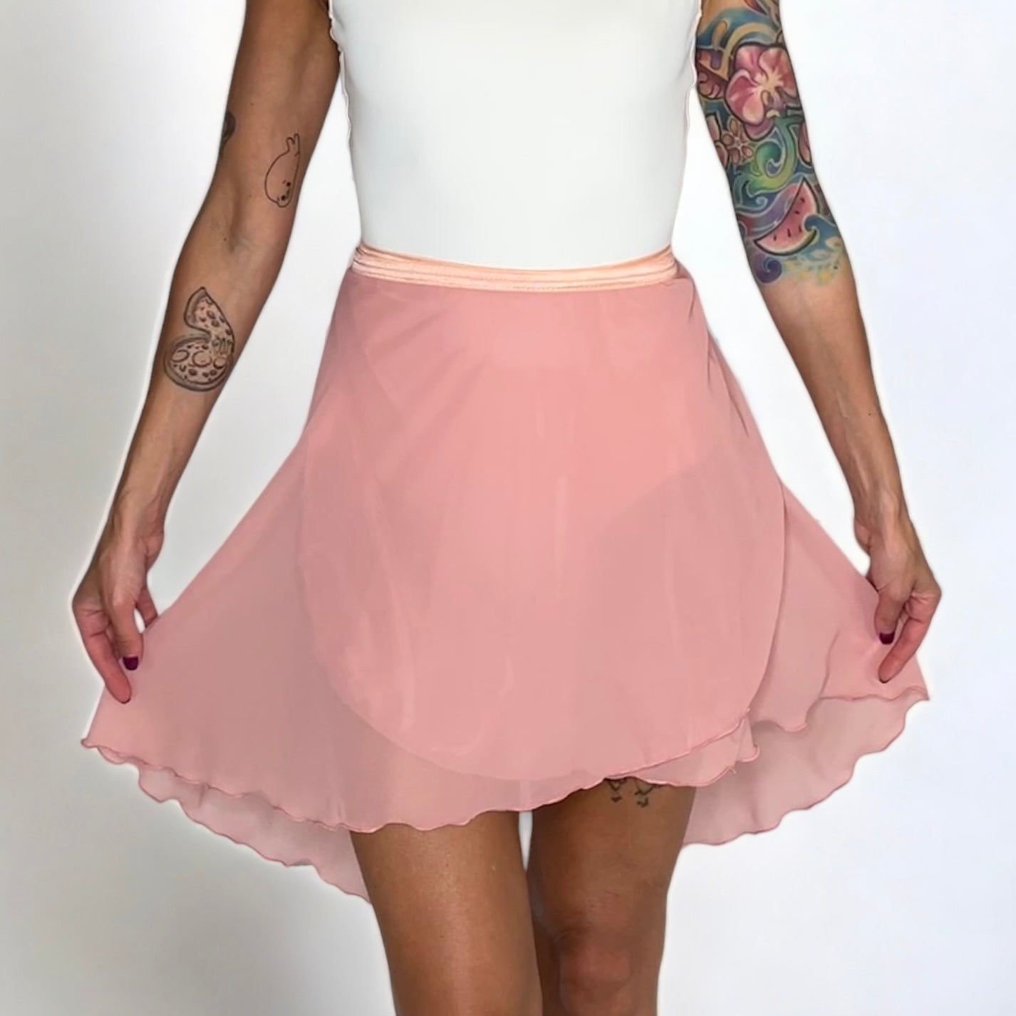 womens dusty rose chiffon ballet wrap skirt