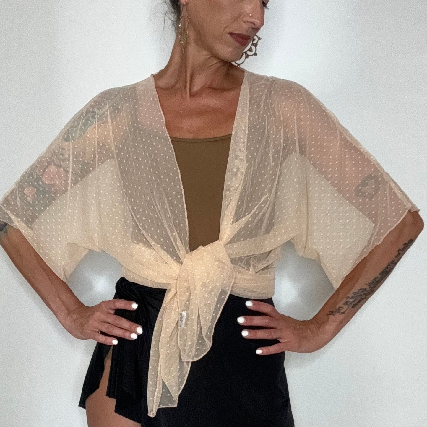 womens mesh kimono cover up neutral