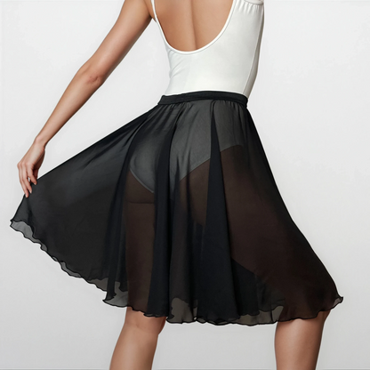 Black Chiffon Ballet Pull On Skirt - Ballet Rehearsal Skirt - Pirouette Skirt